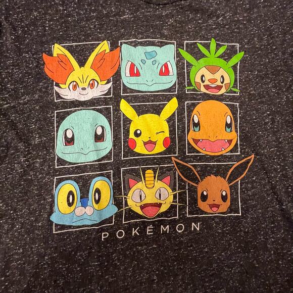 Pokémon Pikachu Bulbasaur Squirtle Charmander Short Sleeve T-Shirt Large Gray - Picture 2 of 9